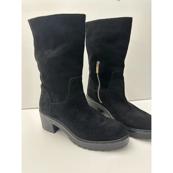 Michael Kors Leather boot riding heeled shoe black EUC size  7.5 - Picture 6 of 6